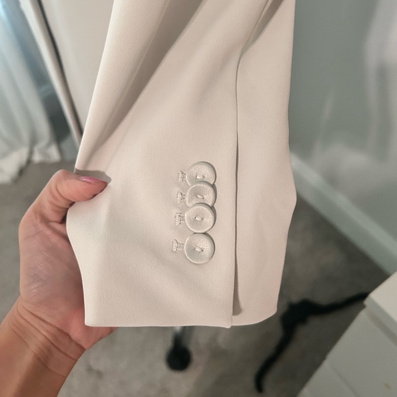 H&M Women's Blazer Ivory Jacket Size US S 4/6. Sleeve Workwear open lined - Picture 5 of 12